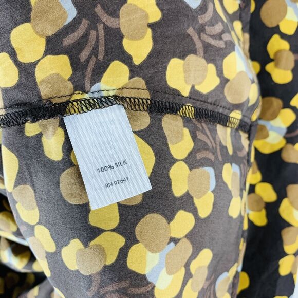 J. Jill 100% Silk Blouse 3/4 Sleeve Fall Button Down Brown Size Small Petite - Picture 7 of 8